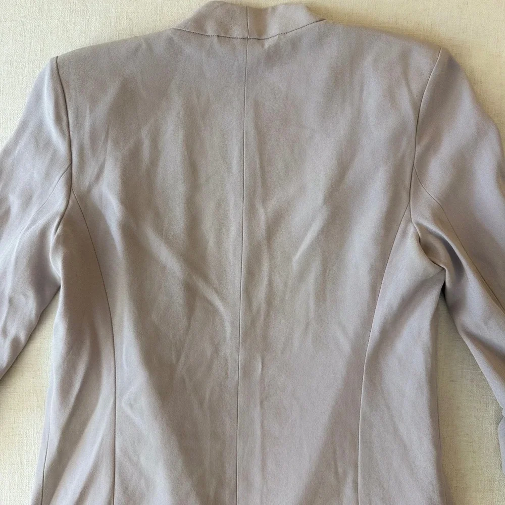 Babaton Aritzia Power Hip Blazer 0 Mauve Taupe Ruched 3/4 Sleeve Open Front